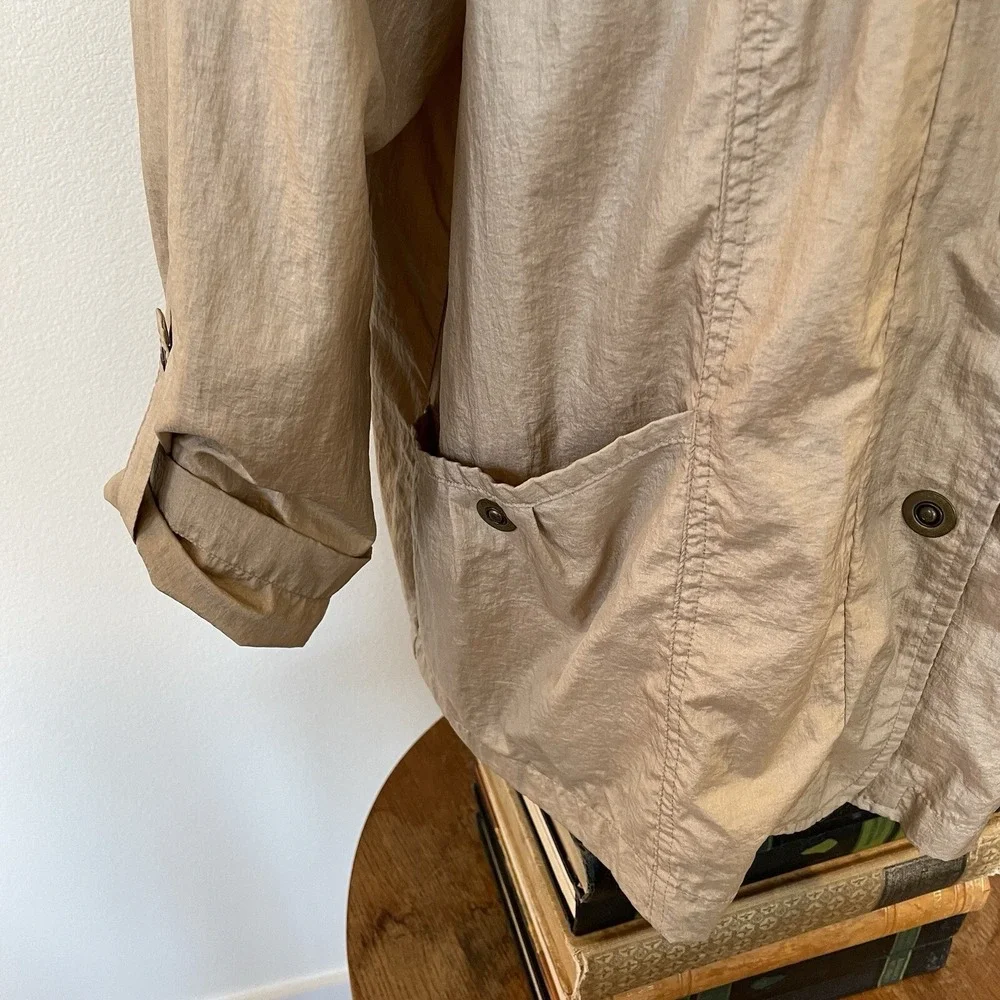 Chico's 3 Women's Large Weekends Taupe Snap Front Windbreaker Lightweight Jacket